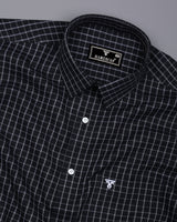 Quba Black With White Waffle Dobby Check Shirt