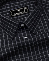 Quba Black With White Waffle Dobby Check Shirt