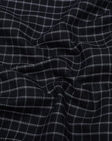 Quba Black With White Waffle Dobby Check Shirt