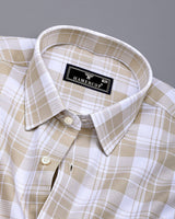 Fosses Cream With White Waffle Dobby Check Shirt