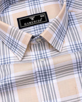 Vogar Cream With Gray Waffle Dobby Check Shirt