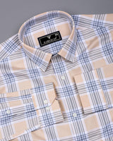 Vogar Cream With Gray Waffle Dobby Check Shirt