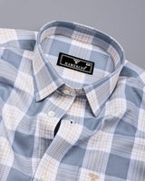 Vogar Gray With Cream Waffle Dobby Check Shirt