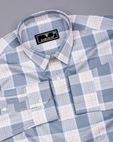 Vogar Gray With Cream Waffle Dobby Check Shirt