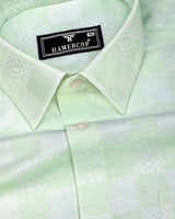 Pear Green Jacquard Textured Cotton Shirt
