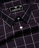 Choco Brownish With White Check Jacquard Textured Giza Shirt