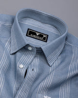 Binary Gray With White Waffle Stripe Dobby Cotton Shirt