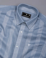 Binary Gray With White Waffle Stripe Dobby Cotton Shirt