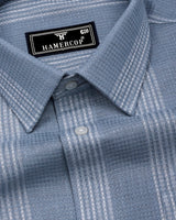 Binary Gray With White Waffle Stripe Dobby Cotton Shirt