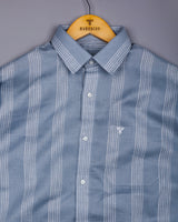Binary Gray With White Waffle Stripe Dobby Cotton Shirt
