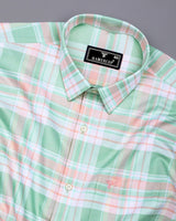 Wizard Green With Orange Check Oxford Cotton Shirt