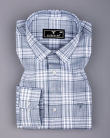Fifa Gray With White Dobby Check Formal Cotton Shirt