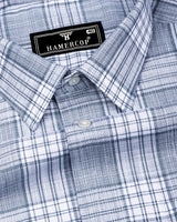 Fifa Gray With White Dobby Check Formal Cotton Shirt