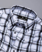 Eden Black With White Waffle Dobby Check Shirt