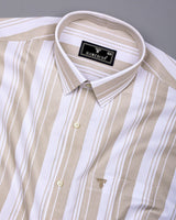 Litlin Cream With White Waffle Stripe Dobby Cotton Shirt