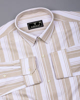 Litlin Cream With White Waffle Stripe Dobby Cotton Shirt