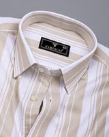 Litlin Cream With White Waffle Stripe Dobby Cotton Shirt