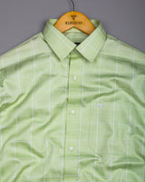 Lunar Green With White Dobby Check Premium Giza Shirt