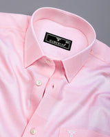 Fleesy Pink Jacquard Weft Stripe Premium Giza Shirt
