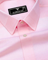 Fleesy Pink Jacquard Weft Stripe Premium Giza Shirt