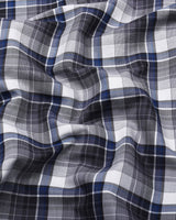 Opera Gray With White Twill Check Premium Cotton Shirt