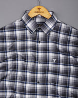 Opera Gray With White Twill Check Premium Cotton Shirt