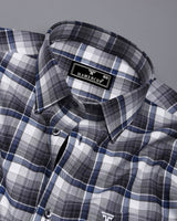 Opera Gray With White Twill Check Premium Cotton Shirt
