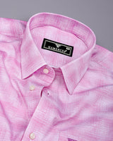 Wuhan Pink White Printed Formal Cotton Shirt
