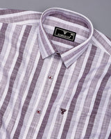Brunoy Burgundy With Gray Dobby Stripe Cotton Shirt