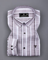 Sinery Gray With White Dobby Stripe Cotton Shirt