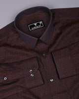Bela Choco Brown Jacquard Textured Cotton Shirt