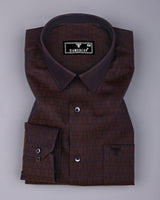 Bela Choco Brown Jacquard Textured Cotton Shirt