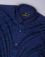Tropysm Blue With White Jacquard Cotton Shirt