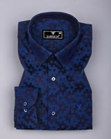 Tropysm Blue With White Jacquard Cotton Shirt