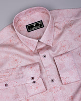 Virgo Salmon Orange With White Printed Cotton Shirt