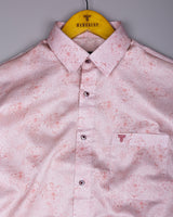 Virgo Salmon Orange With White Printed Cotton Shirt