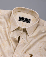 Virgo Green With White Printed Cotton Shirt