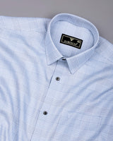 Ravix Blue With White Dobby Check Premium Giza Shirt