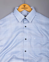 Ravix Blue With White Dobby Check Premium Giza Shirt
