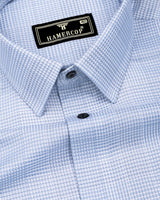 Ravix Blue With White Dobby Check Premium Giza Shirt