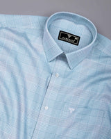 Ravix Green With White Dobby Check Premium Giza Shirt