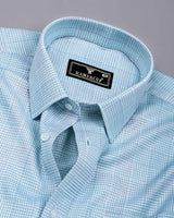 Ravix Green With White Dobby Check Premium Giza Shirt