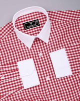 Petal Red Check Premium Cotton Designer Shirt
