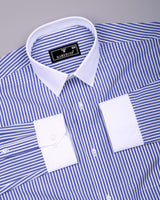 Float Blue With White Stripe Designer Cotton Shirt