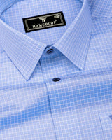Evora Blue With White Check Premium Giza Shirt