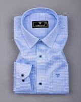 Evora Blue With White Check Premium Giza Shirt