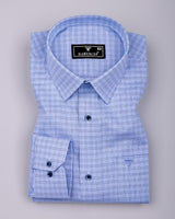 Clavon Blue With White Gizza Cotton Shirt