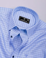 Clavon Blue With White Gizza Cotton Shirt