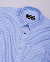 Clavon Blue With White Gizza Cotton Shirt