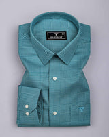 Slyron Aqua Green Houndstooth Premium Giza Shirt